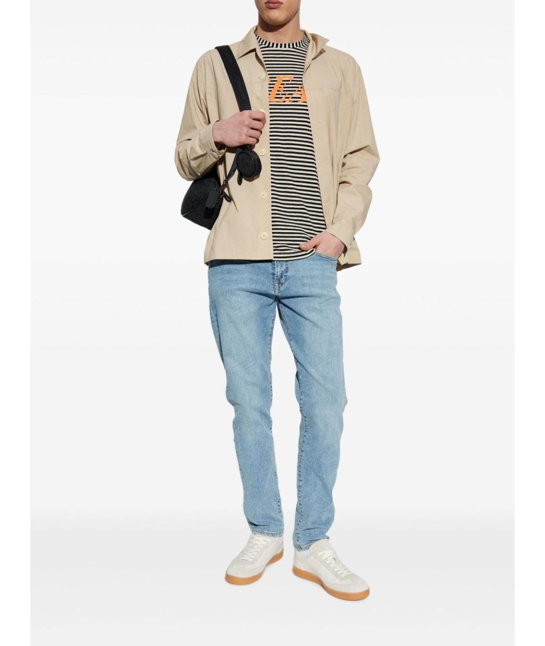 PS BY PAUL SMITH Голубые хлопко-полиэстеровые прямые джинсы, фото 4