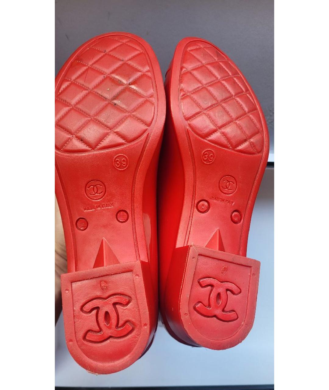 CHANEL Красные резиновые сапоги, фото 5