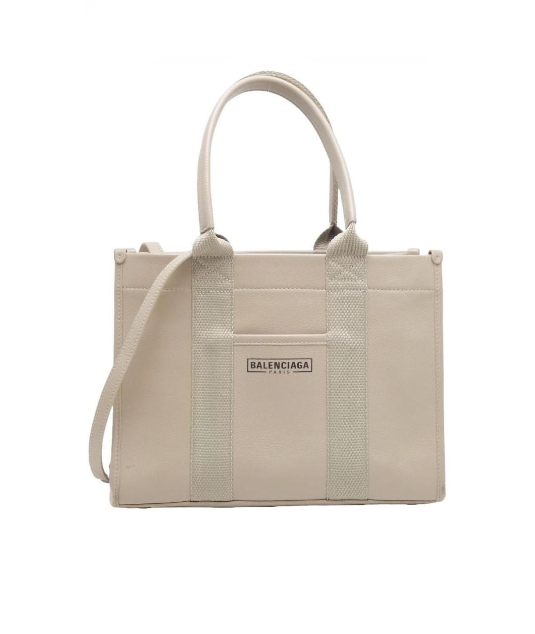 BALENCIAGA Бежевая кожаная сумка тоут, фото 1
