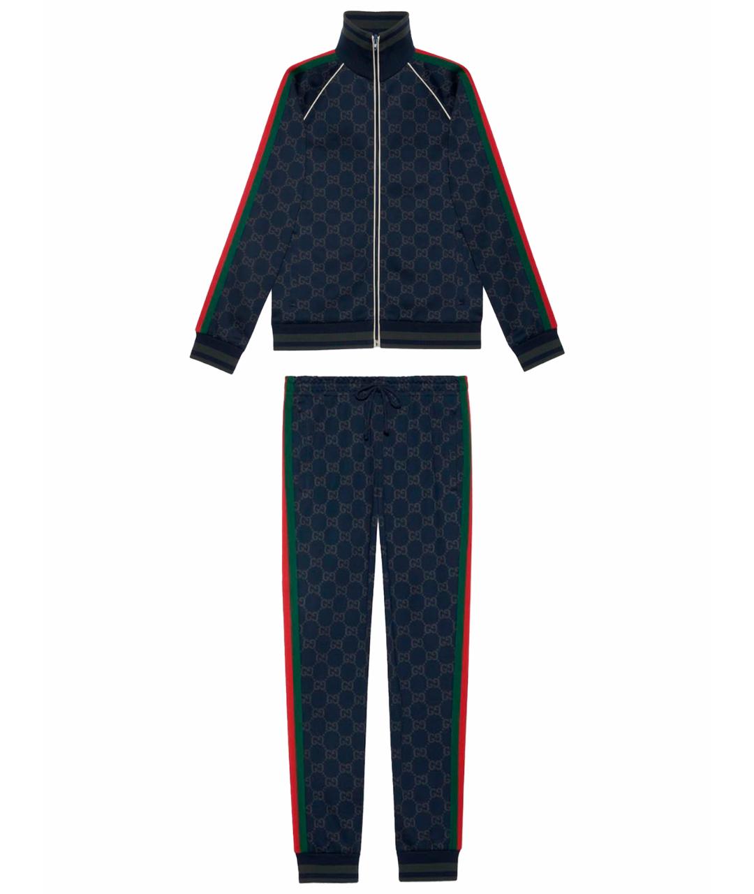 GUCCI Темно-синий хлопковый спортивный костюм, фото 1