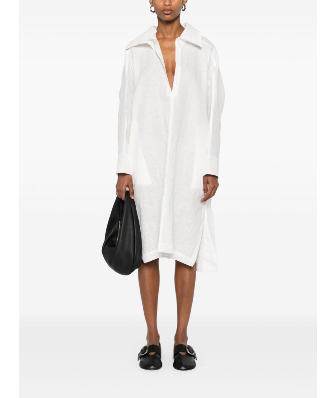 ISSEY MIYAKE Белое льняное повседневное платье, фото 5