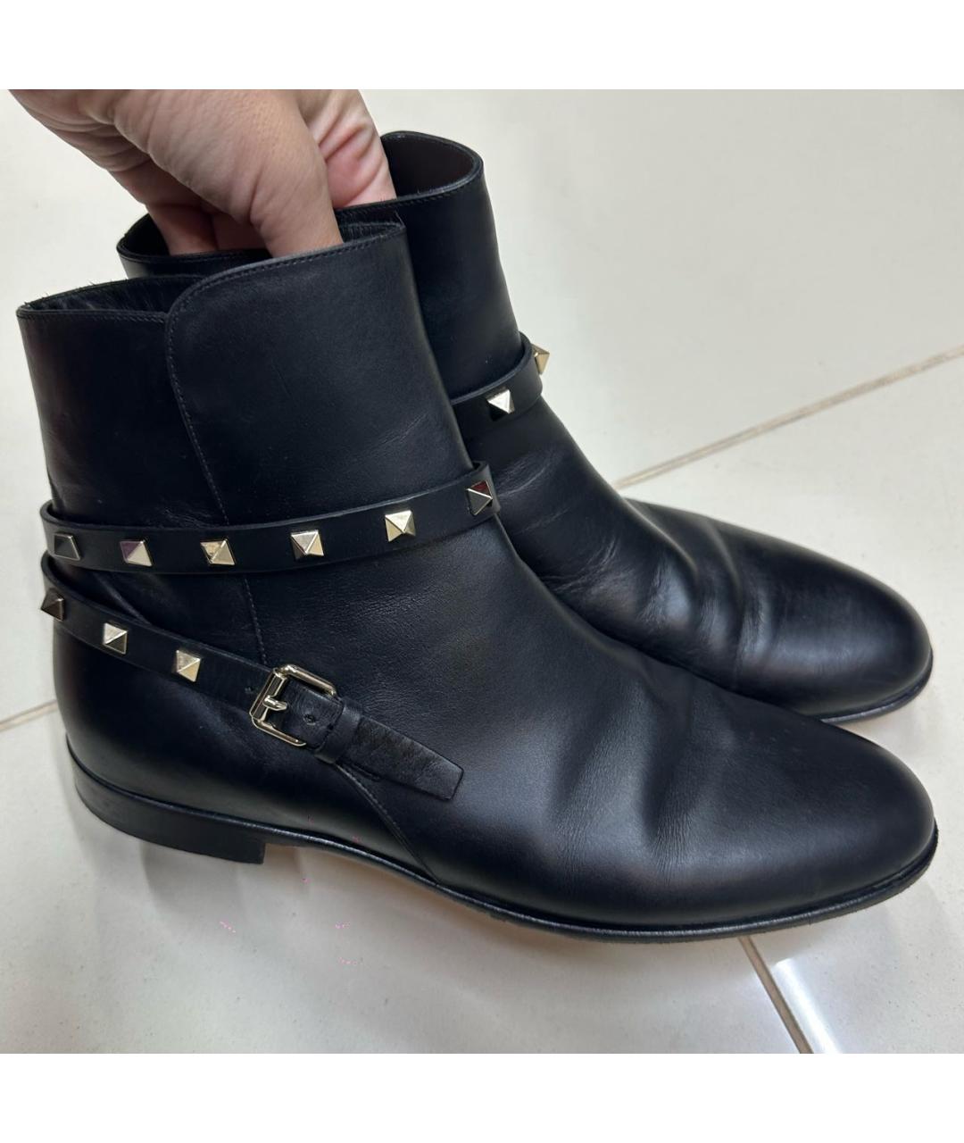 VALENTINO Черные кожаные полусапоги, фото 4