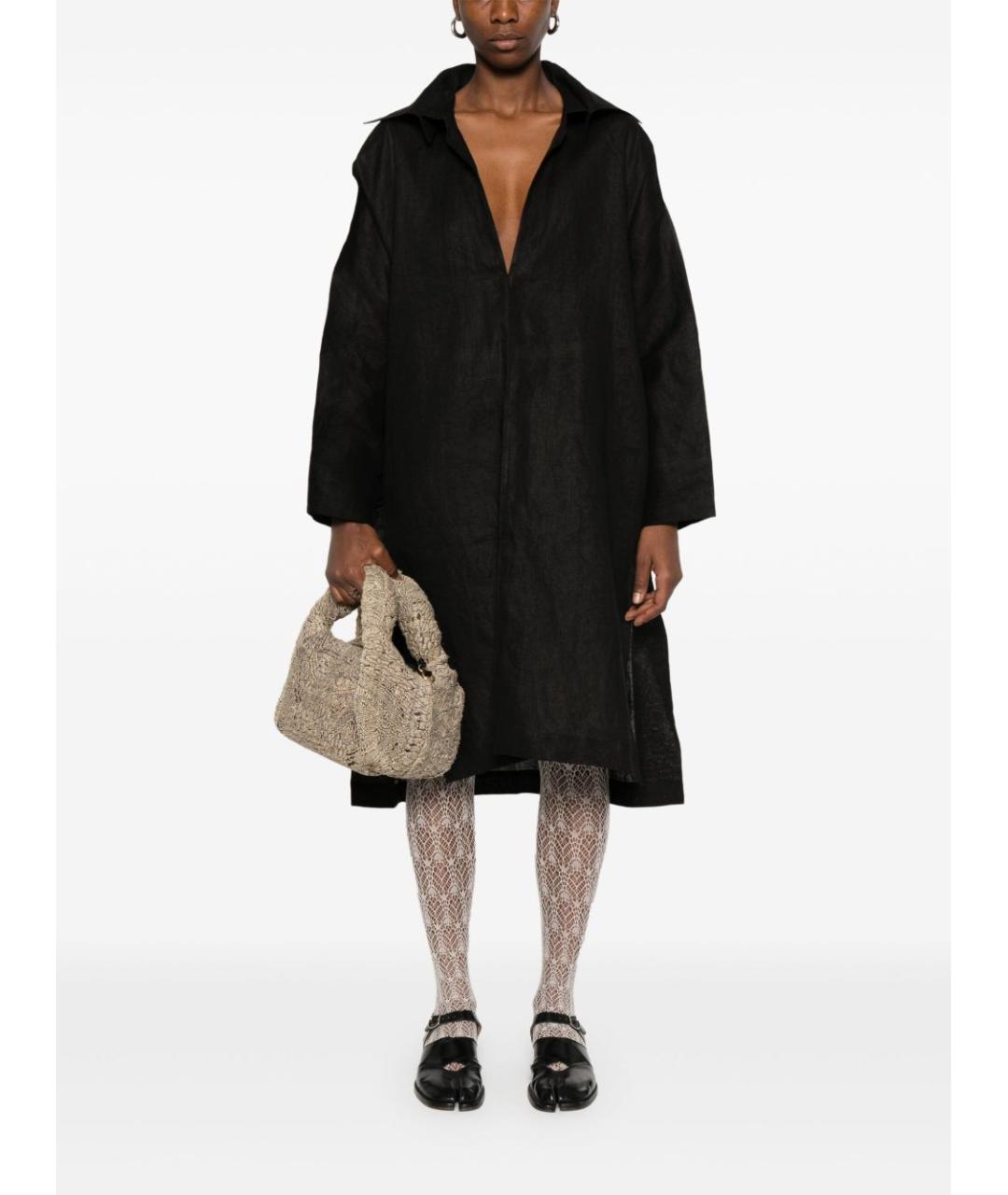 ISSEY MIYAKE Черное льняное повседневное платье, фото 2