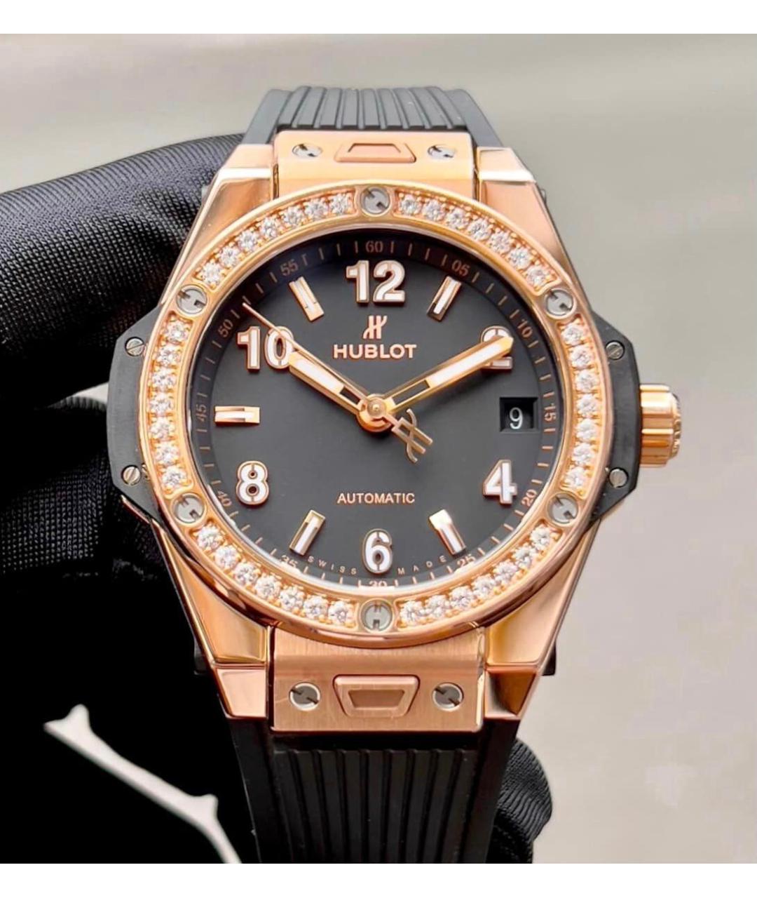 HUBLOT Черные часы из розового золота, фото 3
