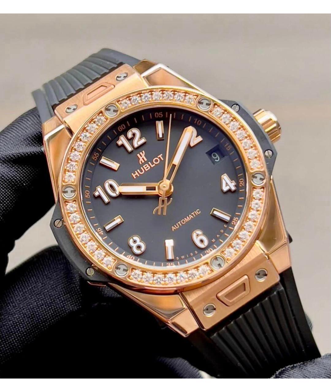 HUBLOT Черные часы из розового золота, фото 4