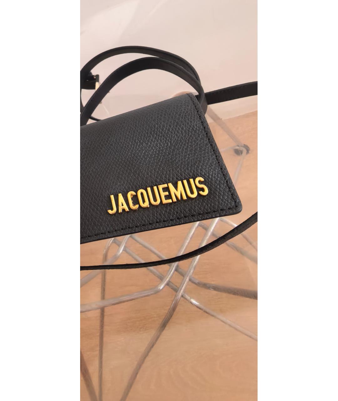 JACQUEMUS Черная кожаная поясная сумка, фото 4