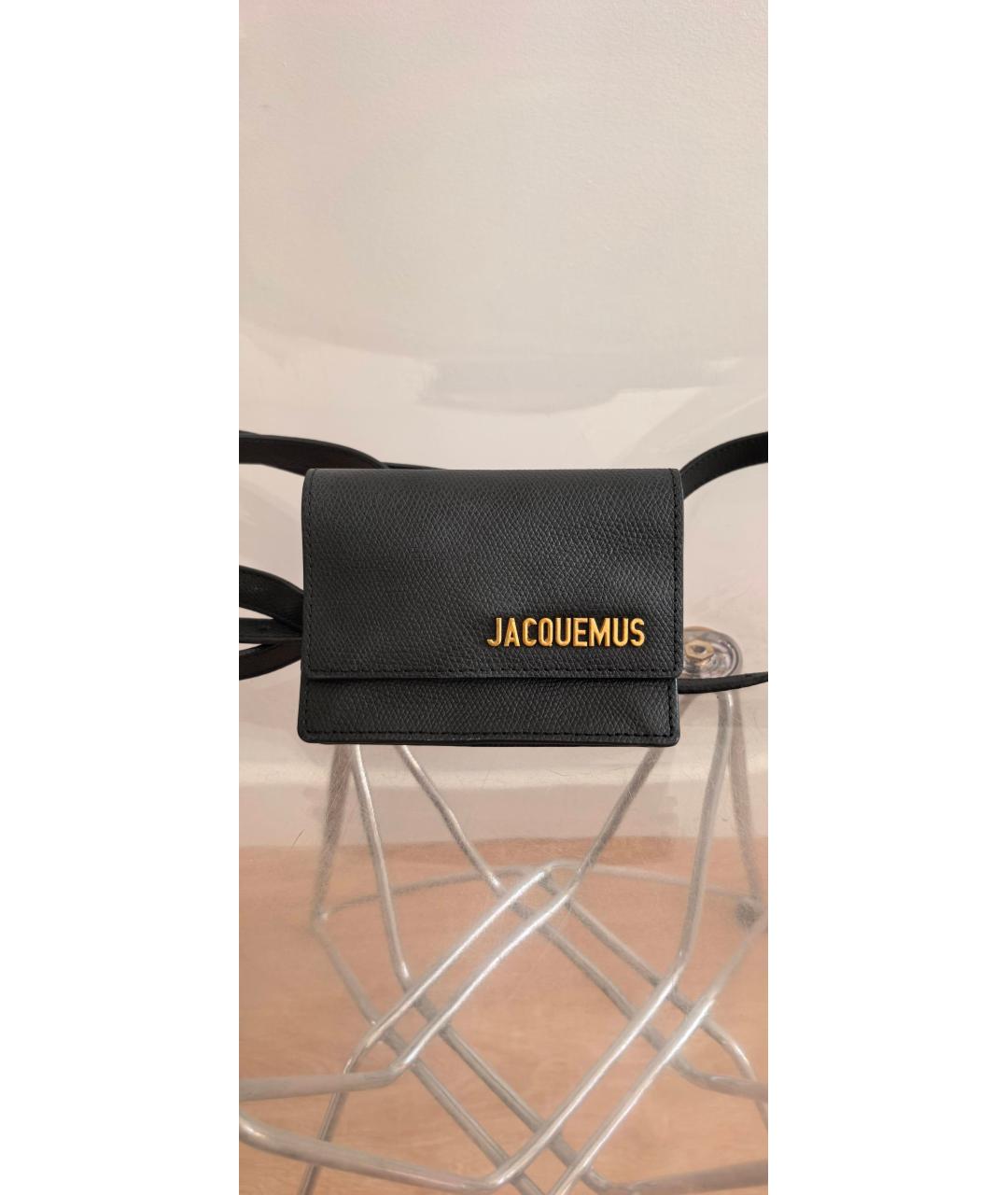 JACQUEMUS Черная кожаная поясная сумка, фото 2