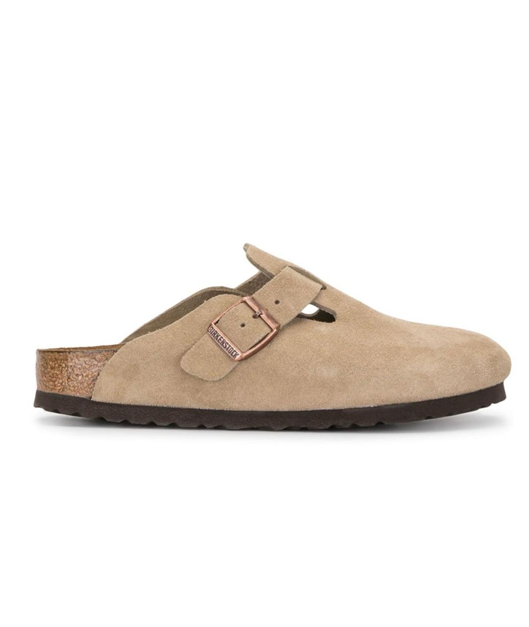 BIRKENSTOCK Бежевые замшевые сабо, фото 1