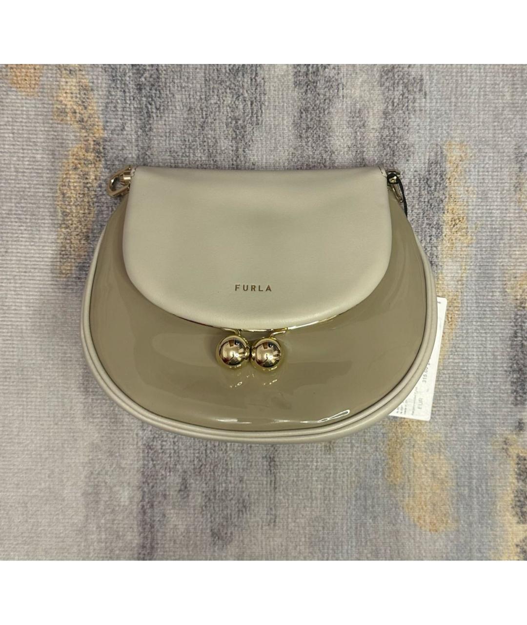 FURLA Бежевая кожаная сумка через плечо, фото 7