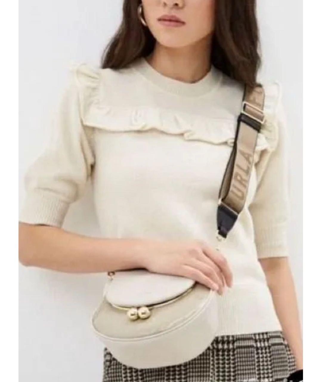 FURLA Бежевая кожаная сумка через плечо, фото 5