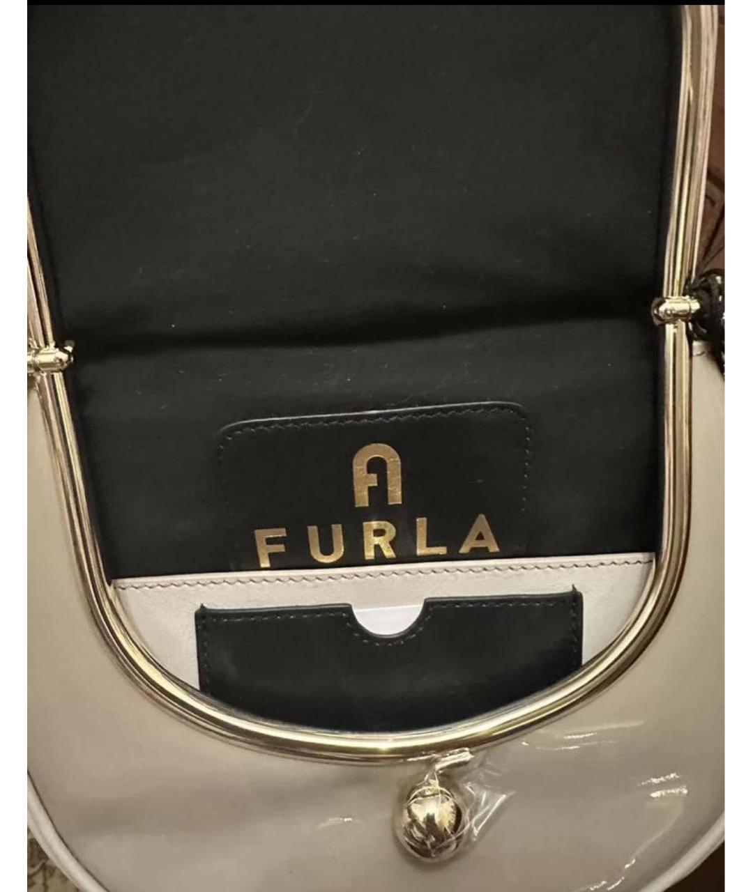 FURLA Бежевая кожаная сумка через плечо, фото 4