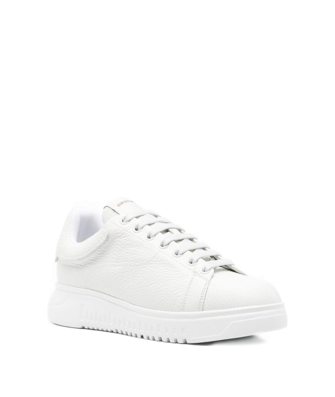 EMPORIO ARMANI Белые кожаные низкие кроссовки / кеды, фото 2