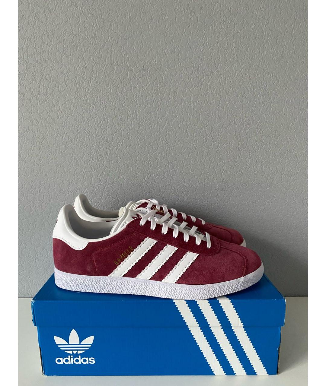 ADIDAS Бордовые замшевые кроссовки, фото 4