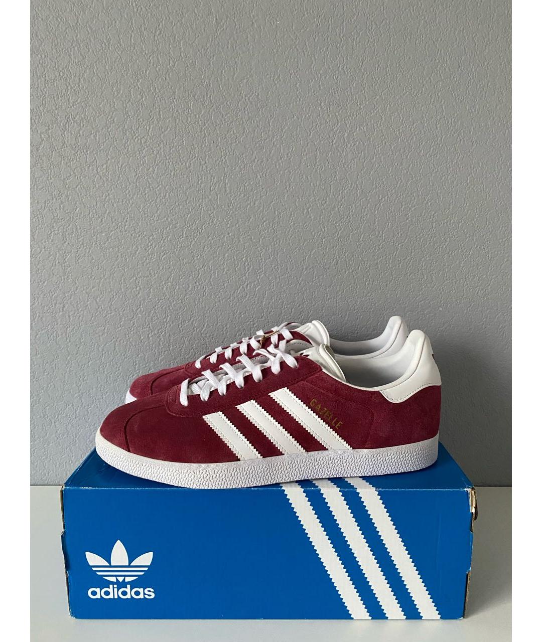 ADIDAS Бордовые замшевые кроссовки, фото 3
