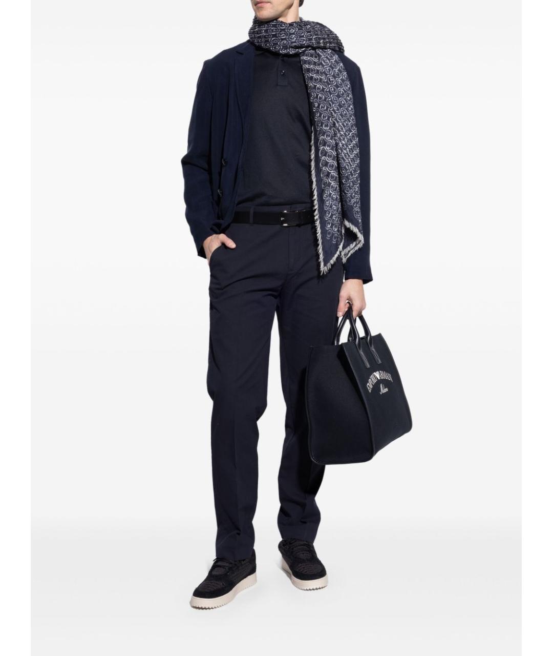 EMPORIO ARMANI Черные текстильные низкие кроссовки / кеды, фото 2