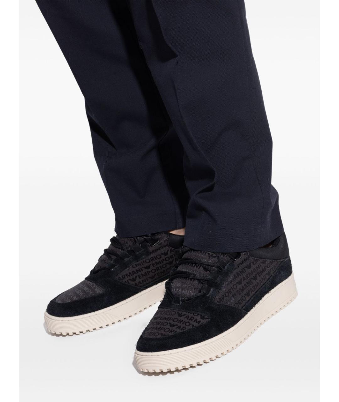 EMPORIO ARMANI Черные текстильные низкие кроссовки / кеды, фото 3