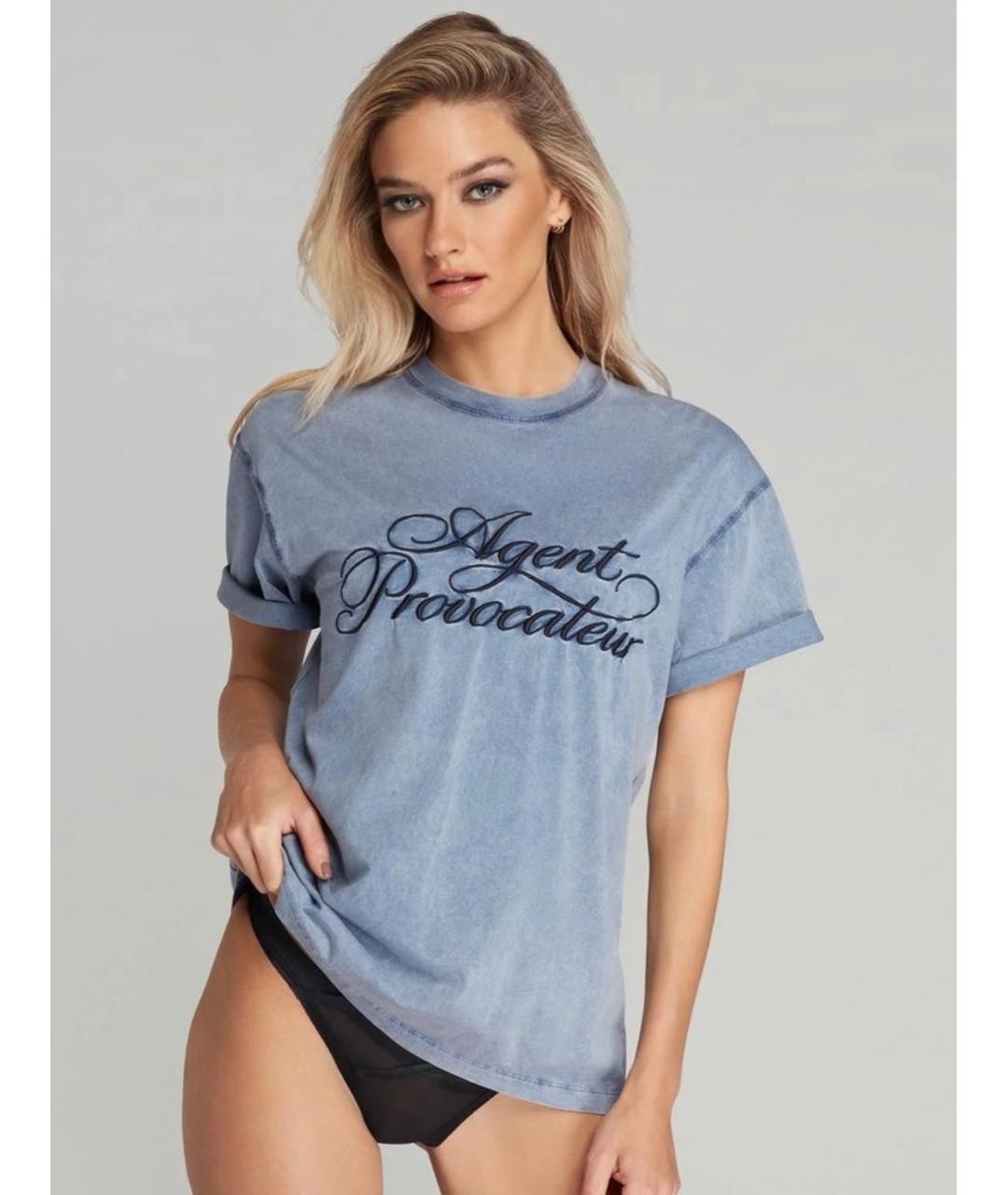 AGENT PROVOCATEUR Голубая хлопковая футболка, фото 2