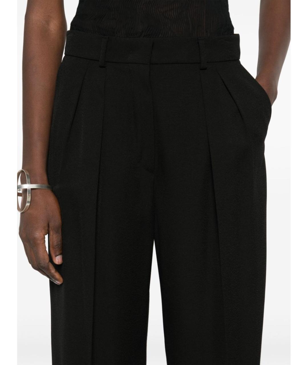SPORTMAX Черные вискозные прямые брюки, фото 2