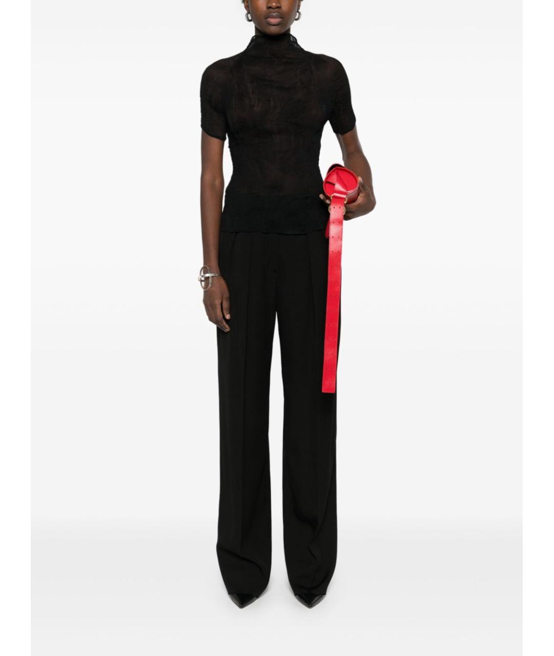 SPORTMAX Черные вискозные прямые брюки, фото 5