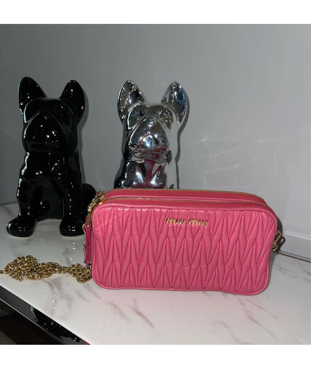 MIU MIU Розовая кожаная сумка через плечо, фото 5