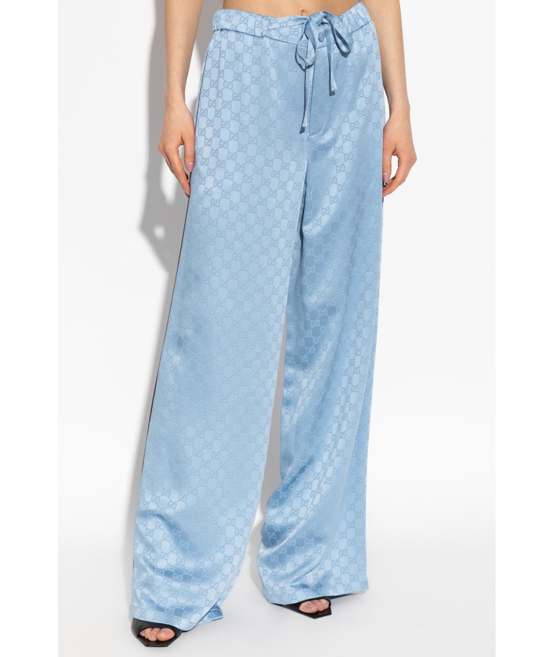 GUCCI Голубые прямые брюки, фото 8
