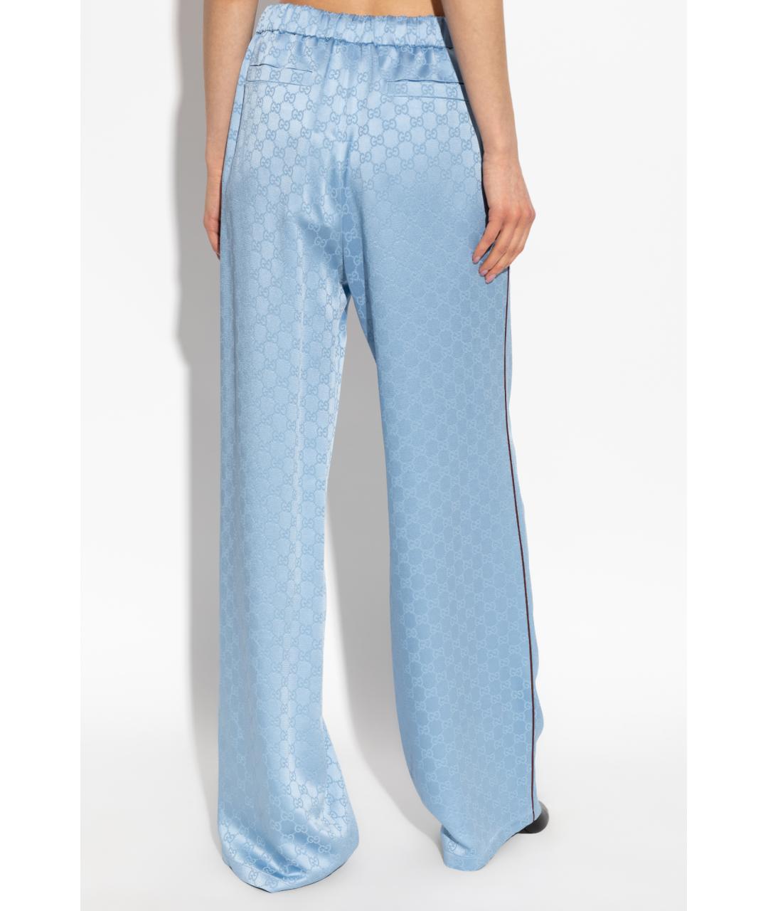 GUCCI Голубые прямые брюки, фото 9