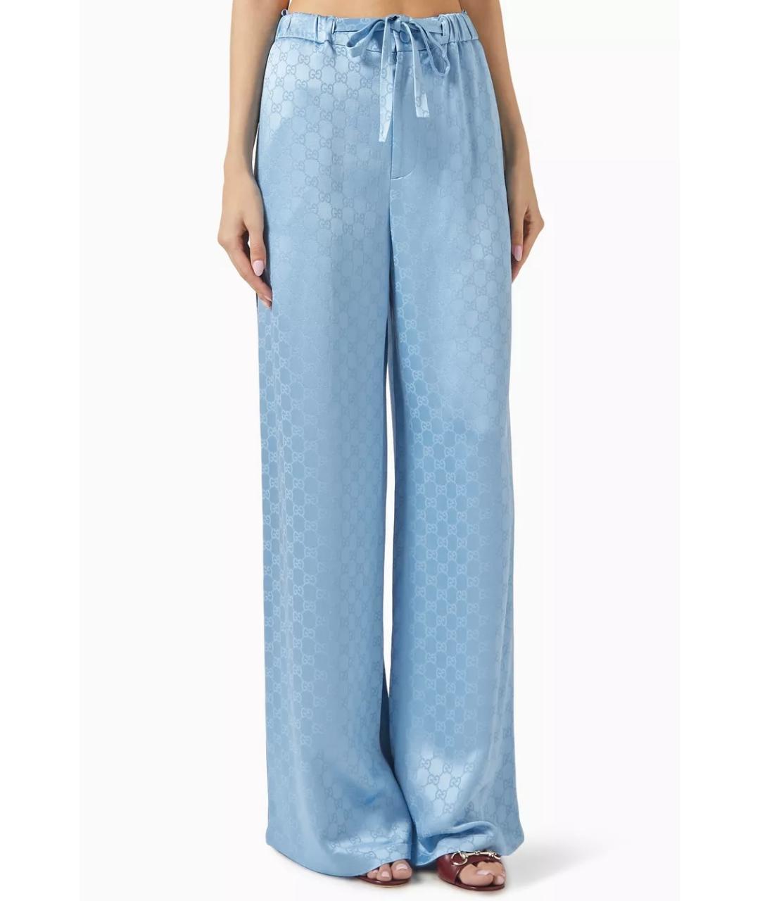 GUCCI Голубые прямые брюки, фото 4