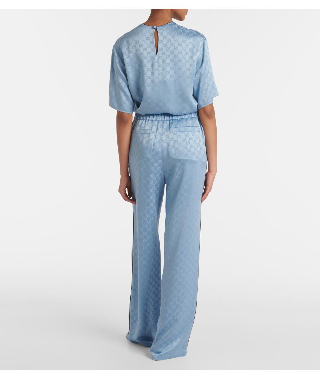 GUCCI Голубые прямые брюки, фото 3