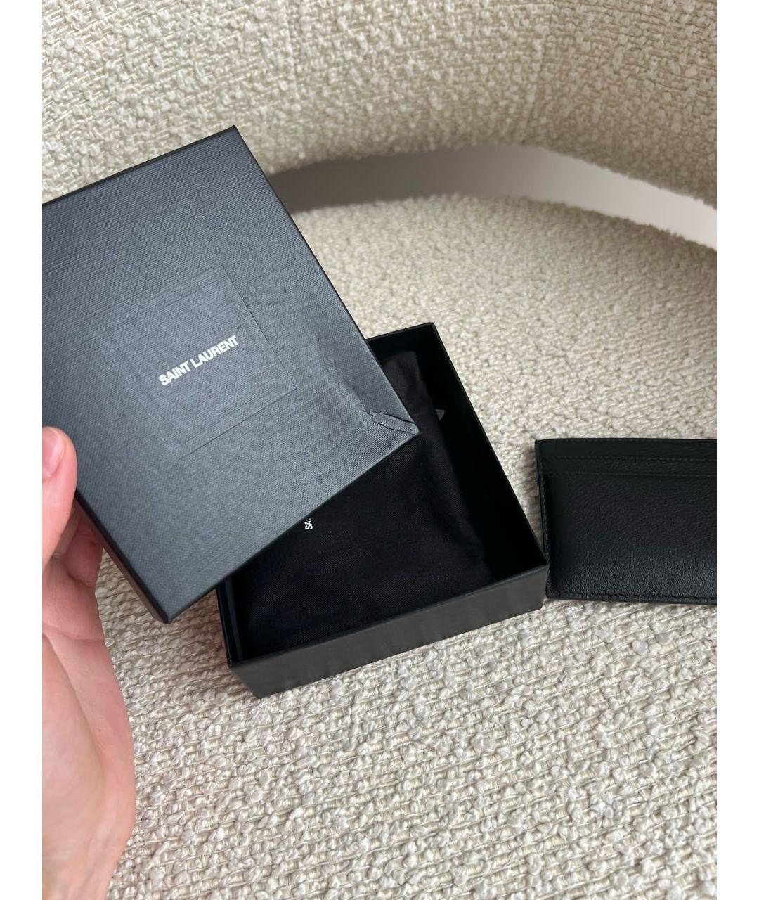 SAINT LAURENT Черный кожаный кардхолдер, фото 8