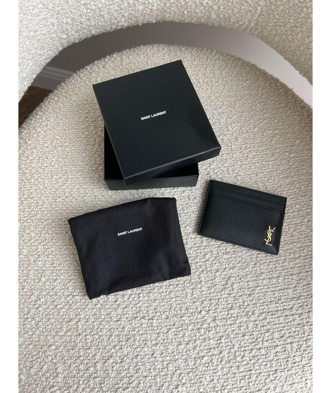 SAINT LAURENT Черный кожаный кардхолдер, фото 4