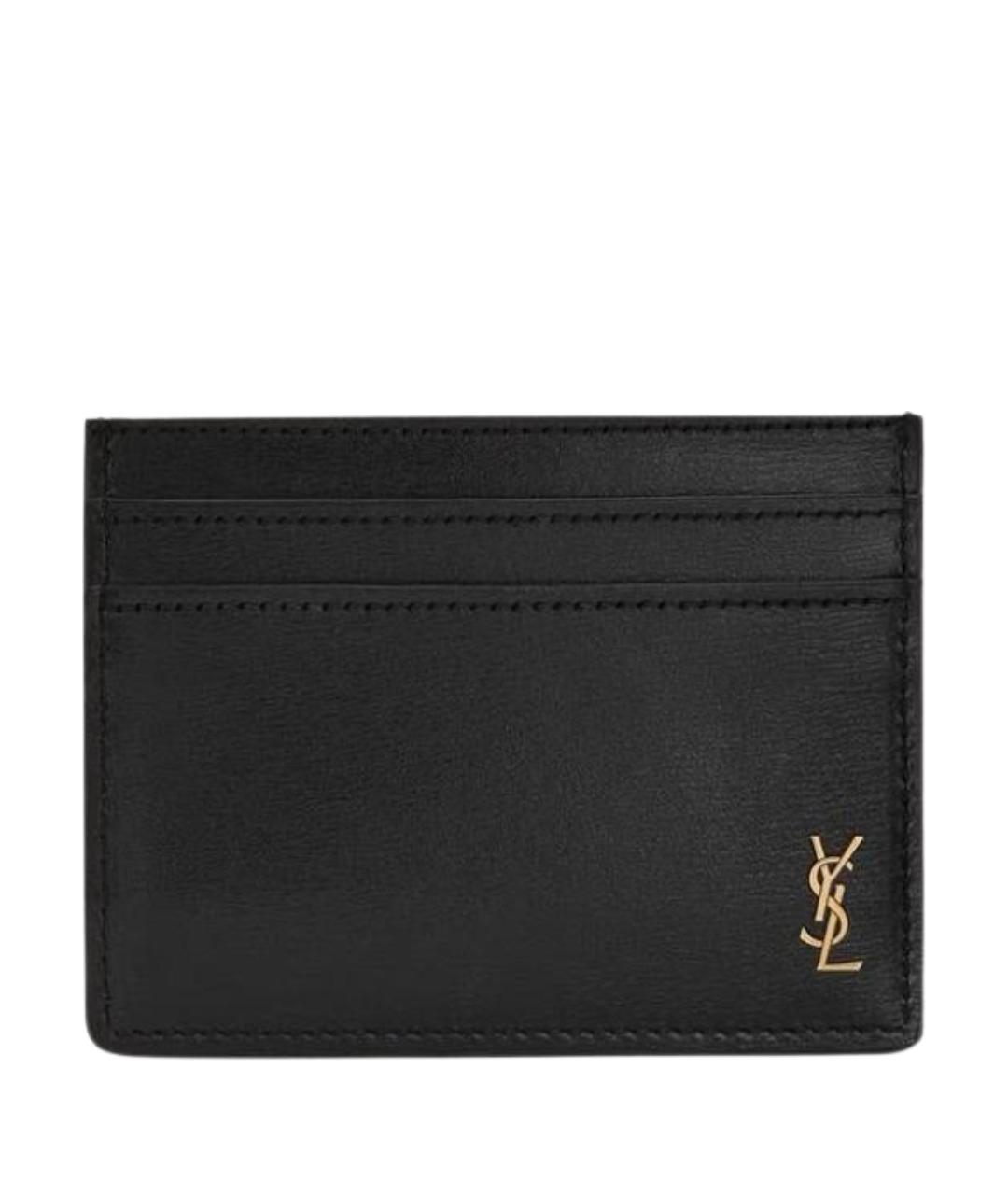 SAINT LAURENT Черный кожаный кардхолдер, фото 1