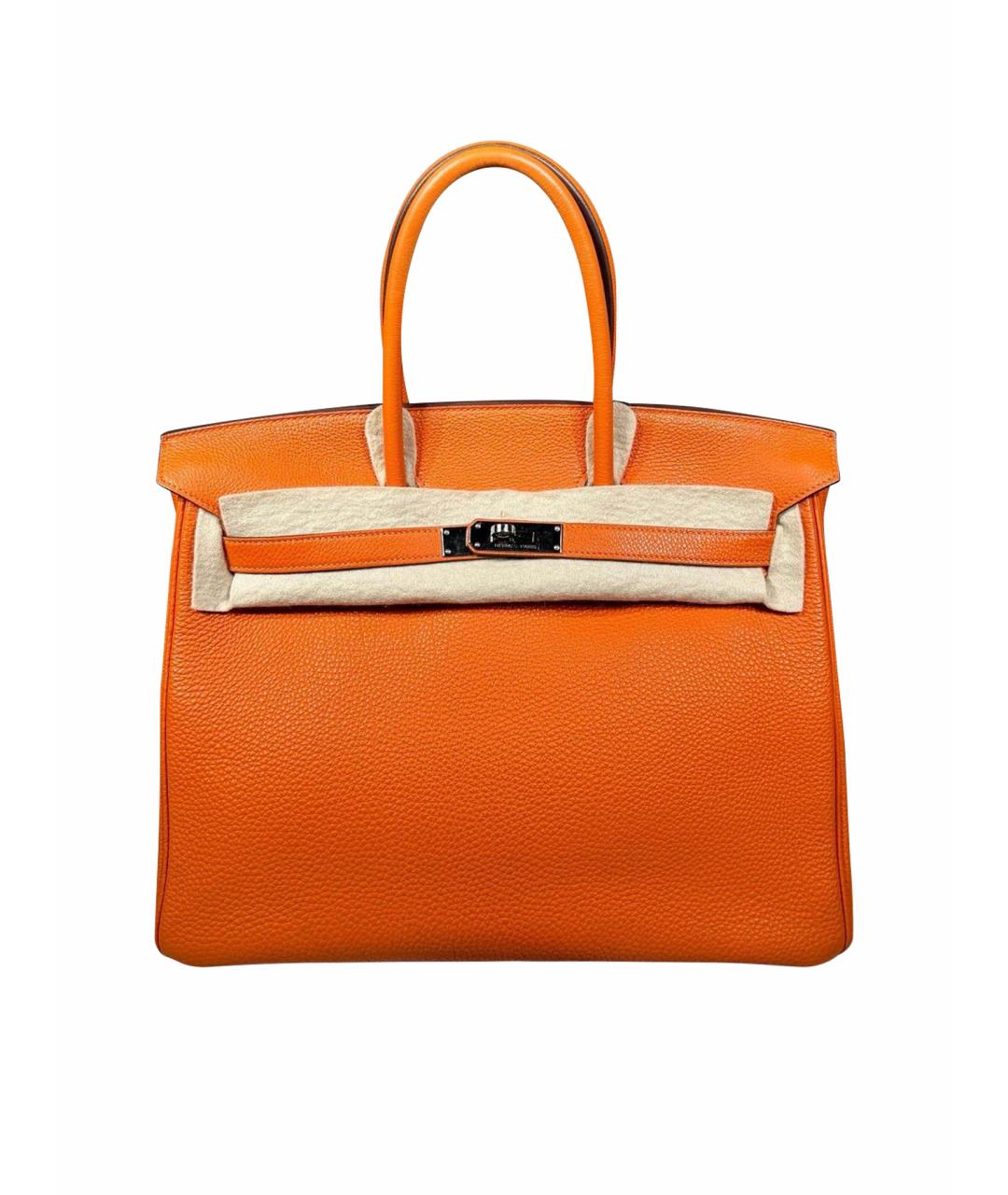 HERMES Оранжевая кожаная сумка через плечо, фото 1