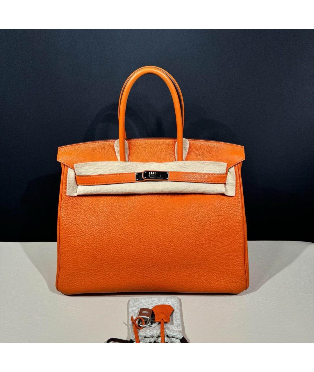 HERMES Оранжевая кожаная сумка через плечо, фото 9