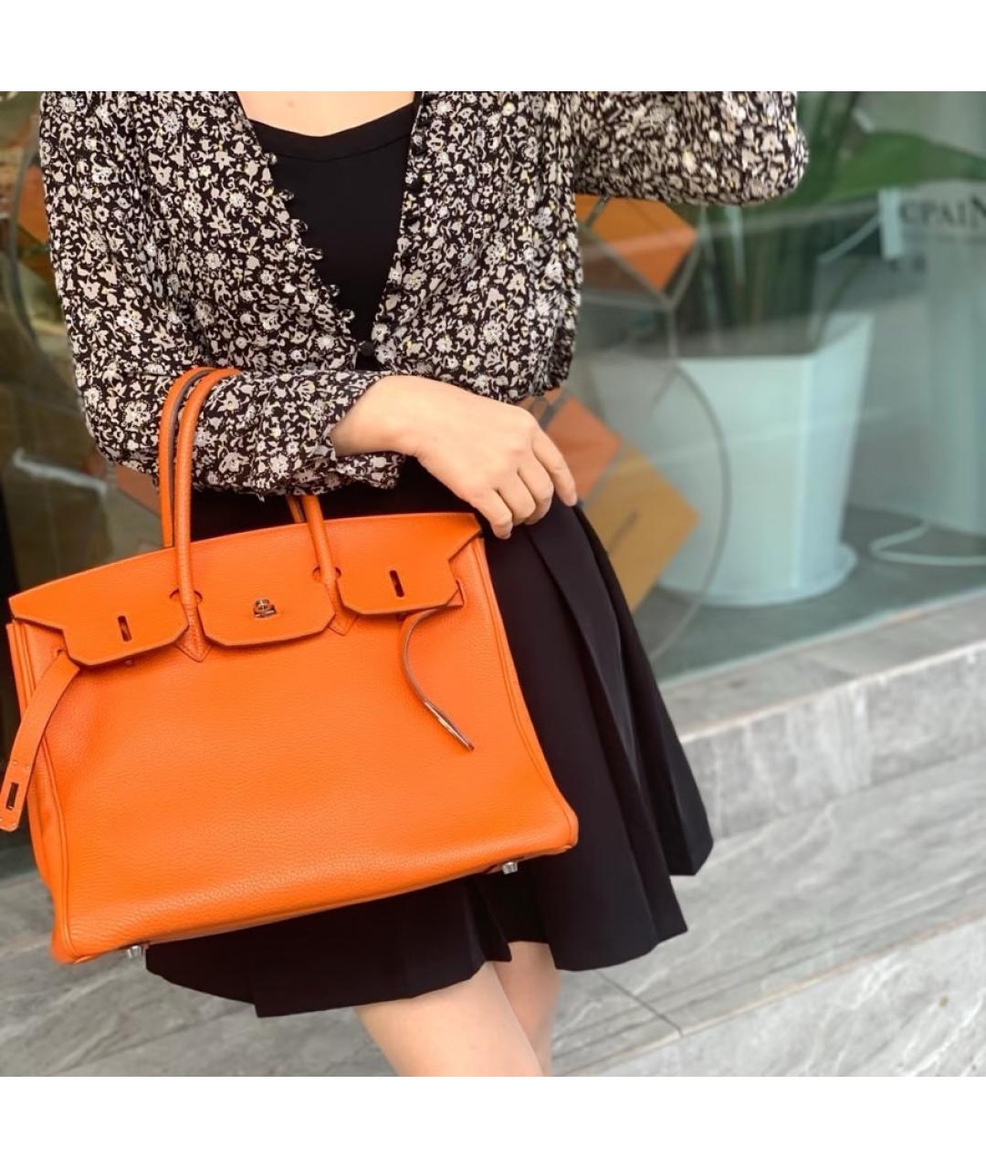 HERMES Оранжевая кожаная сумка через плечо, фото 7