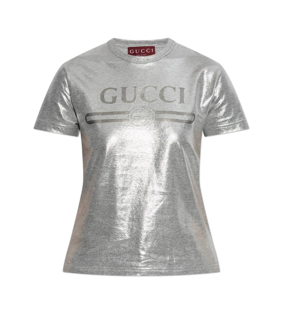 GUCCI Серебряная футболка, фото 1