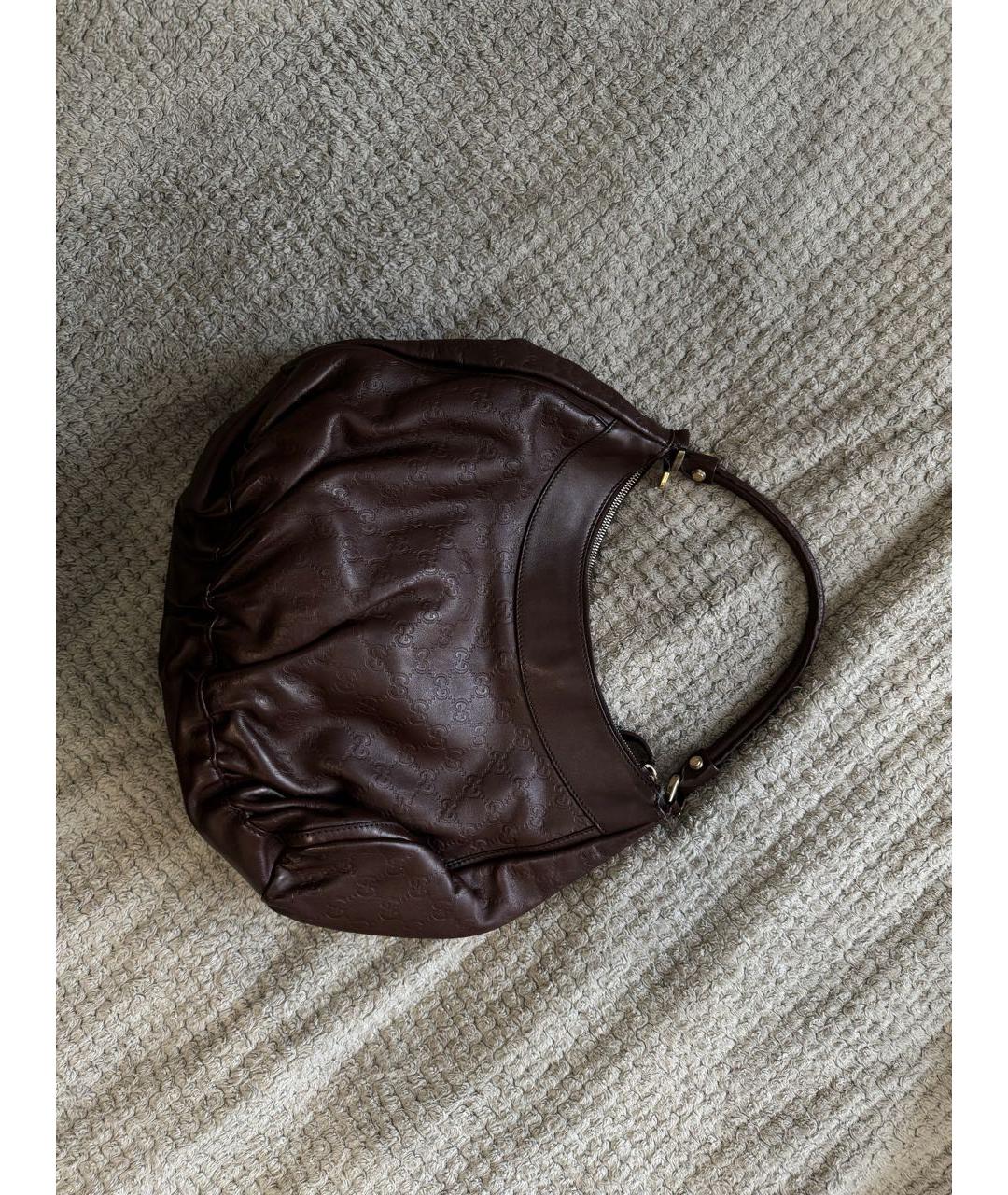 GUCCI Коричневая кожаная сумка тоут, фото 3