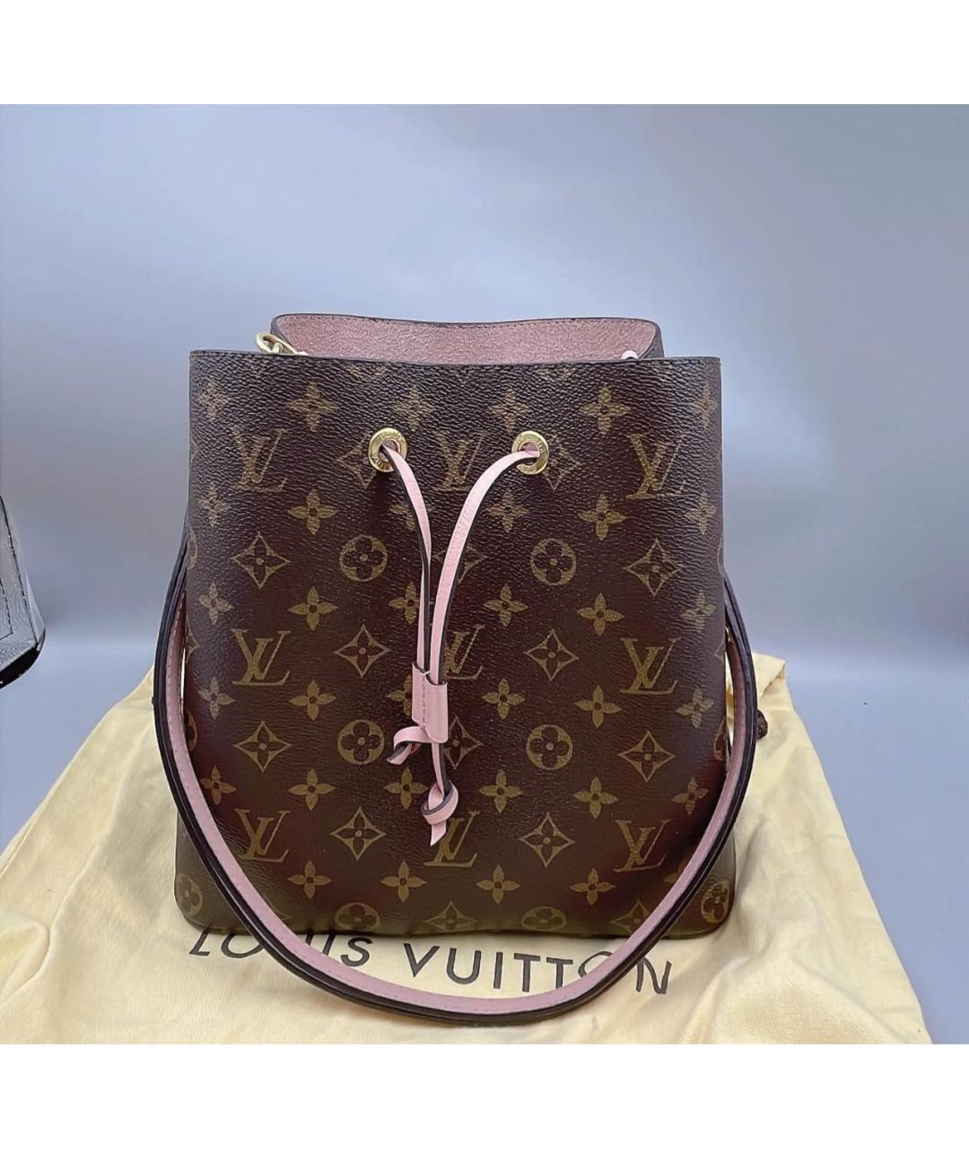 LOUIS VUITTON Коричневая кожаная сумка тоут, фото 7