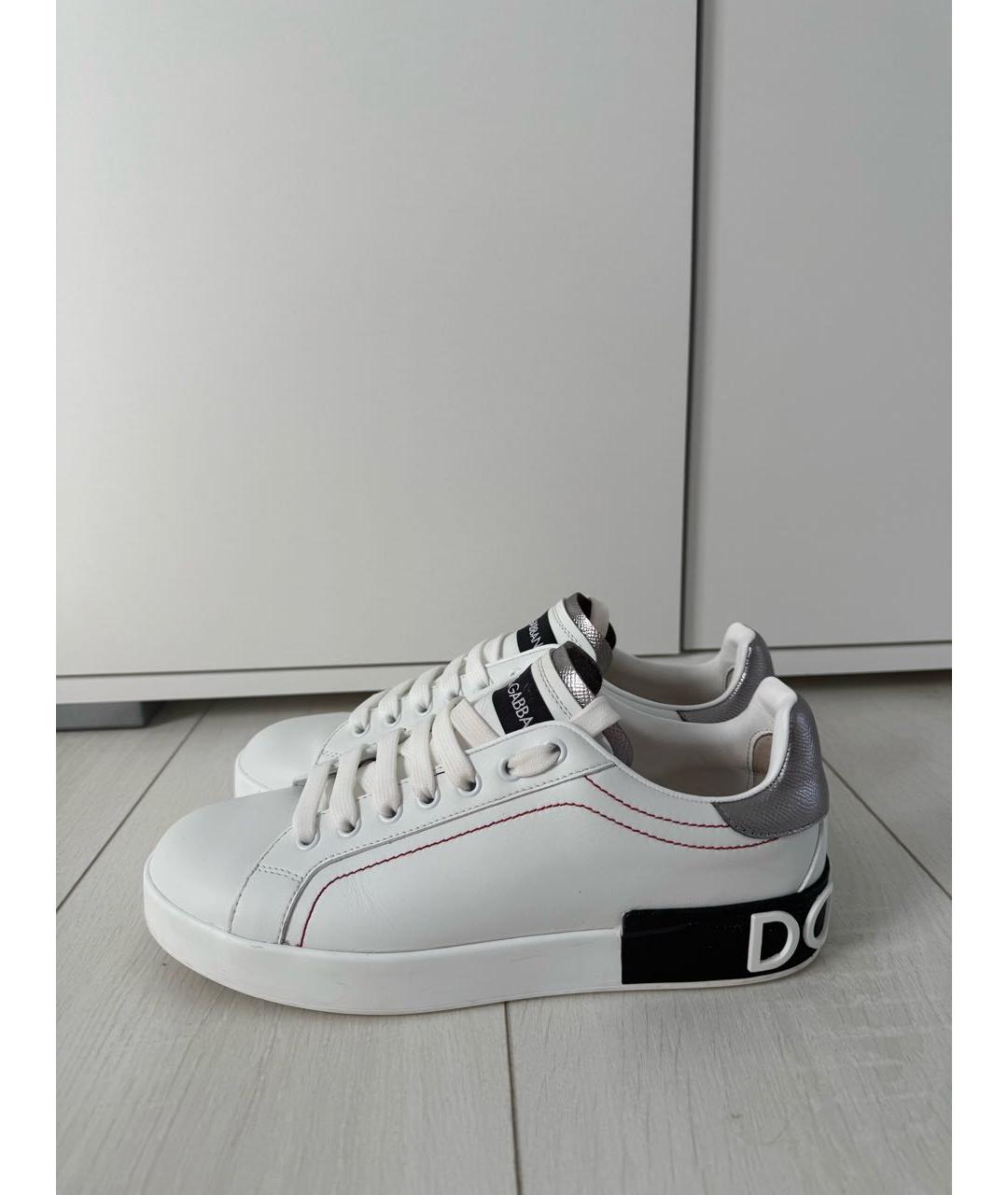 DOLCE&GABBANA Белые кожаные кеды, фото 7