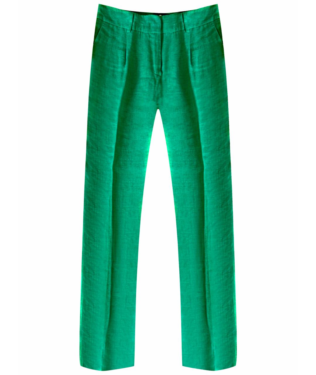 WEEKEND MAX MARA Зеленые льняные прямые брюки, фото 1