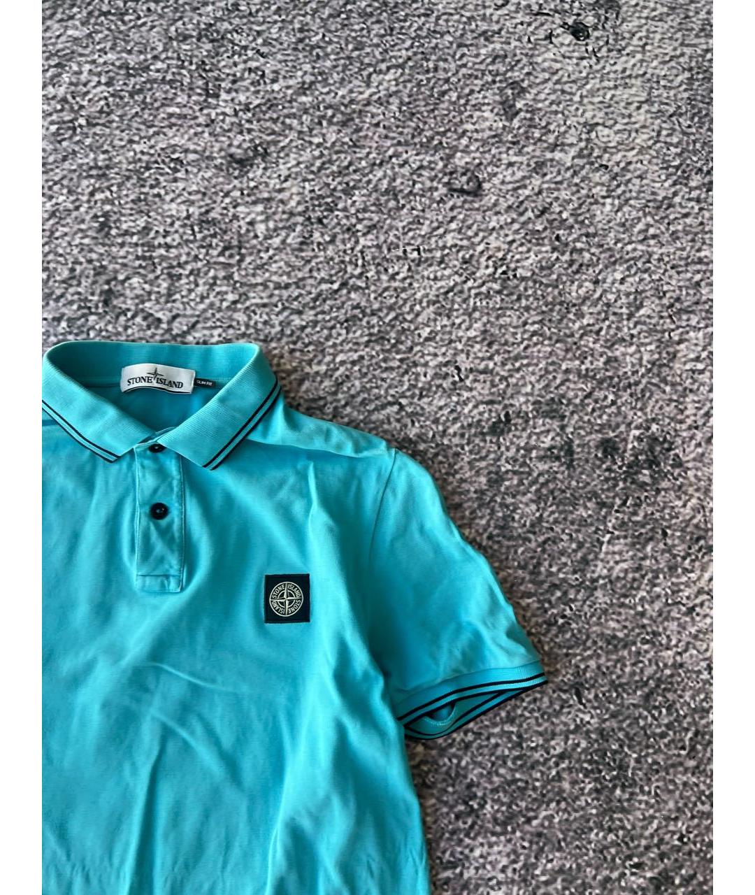 STONE ISLAND Голубое хлопковое поло с коротким рукавом, фото 4