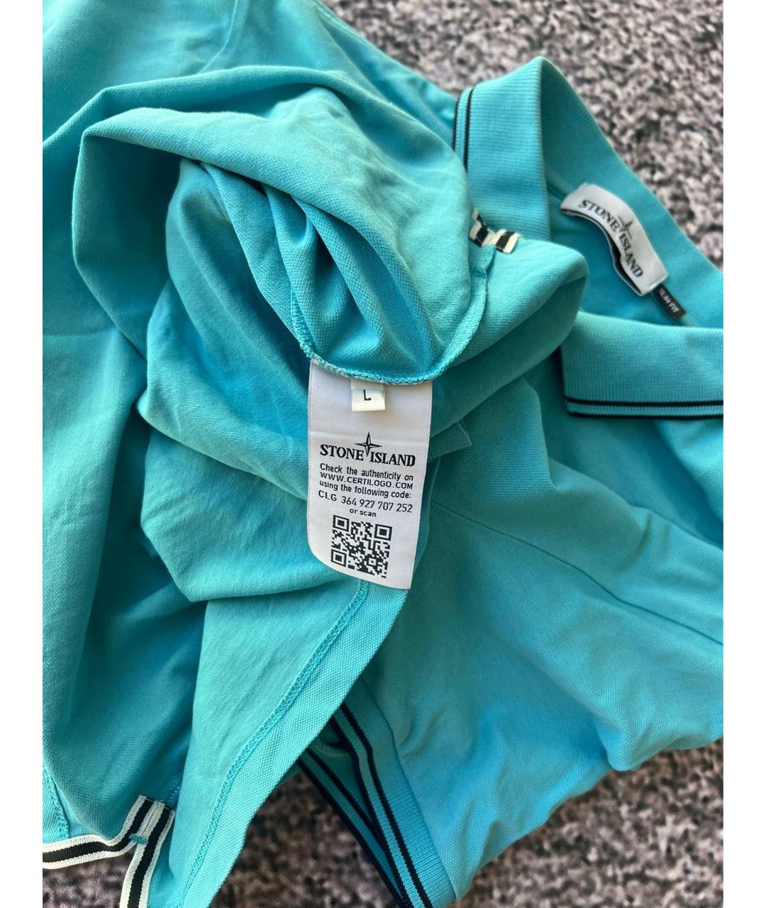 STONE ISLAND Голубое хлопковое поло с коротким рукавом, фото 5