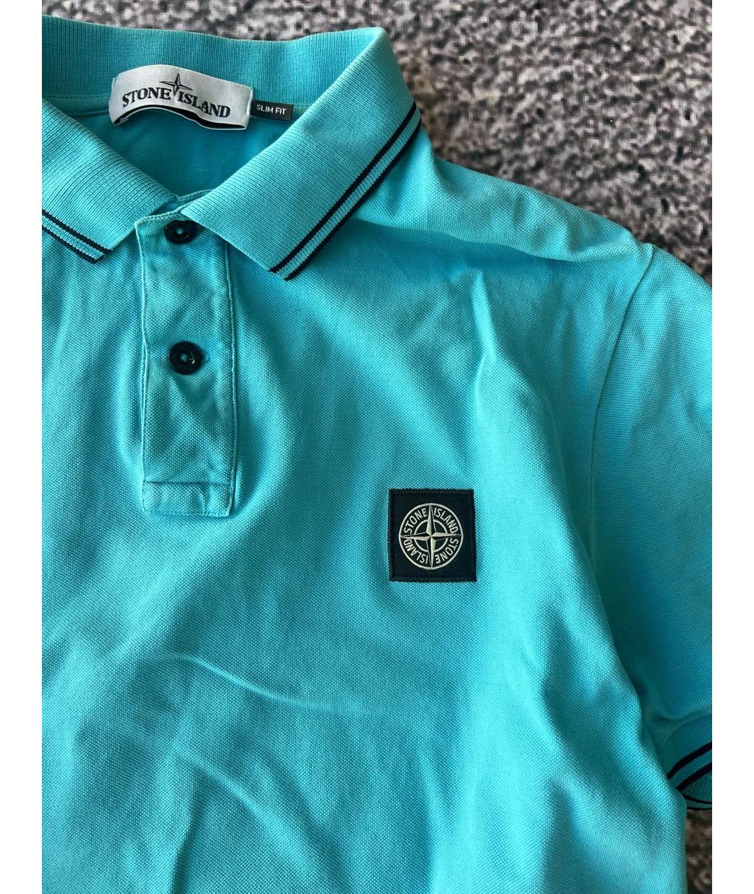 STONE ISLAND Голубое хлопковое поло с коротким рукавом, фото 3