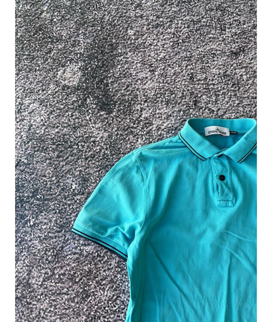 STONE ISLAND Голубое хлопковое поло с коротким рукавом, фото 6
