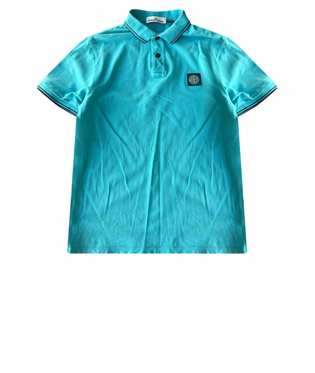 STONE ISLAND Голубое хлопковое поло с коротким рукавом, фото 1
