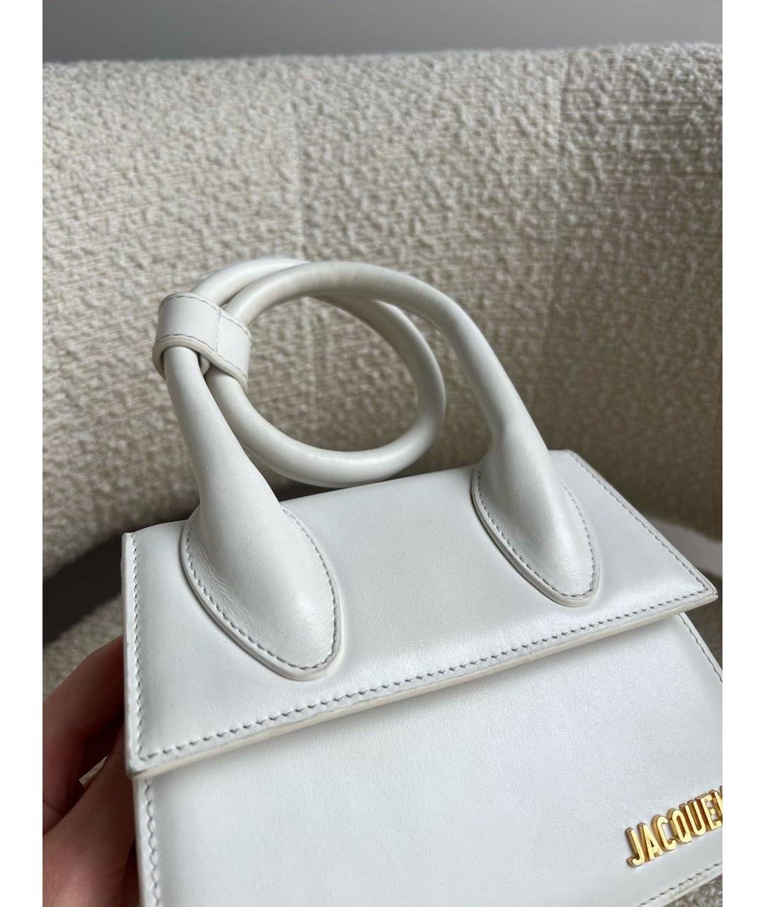 JACQUEMUS Белая кожаная сумка с короткими ручками, фото 7