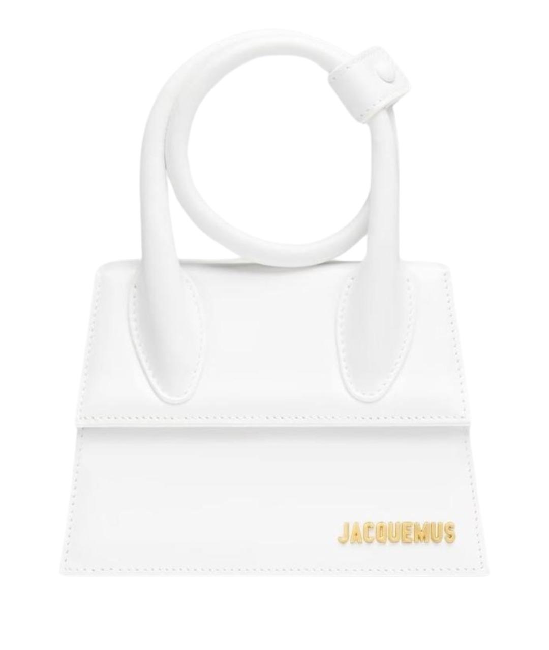 JACQUEMUS Белая кожаная сумка с короткими ручками, фото 1