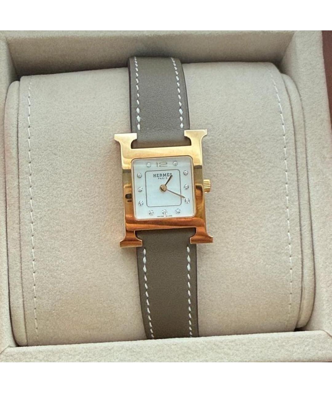 HERMES Белые часы из розового золота, фото 3