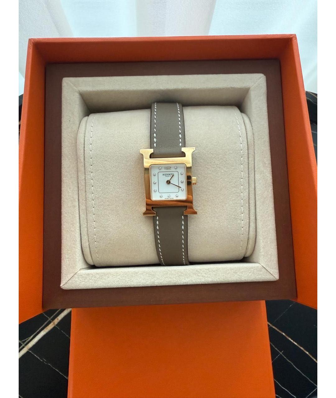 HERMES Белые часы из розового золота, фото 4