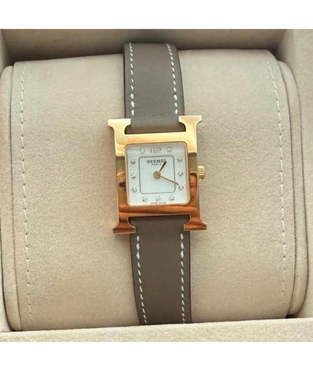 HERMES Белые часы из розового золота, фото 2