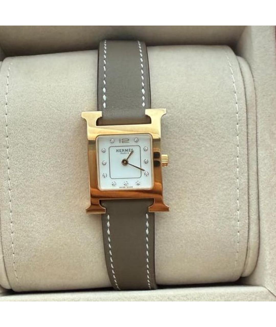 HERMES Белые часы из розового золота, фото 5